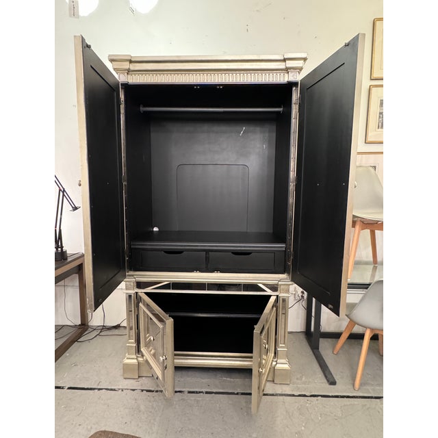 Neiman Marcus Amelie Mirrored Two Piece Armoire Chairish