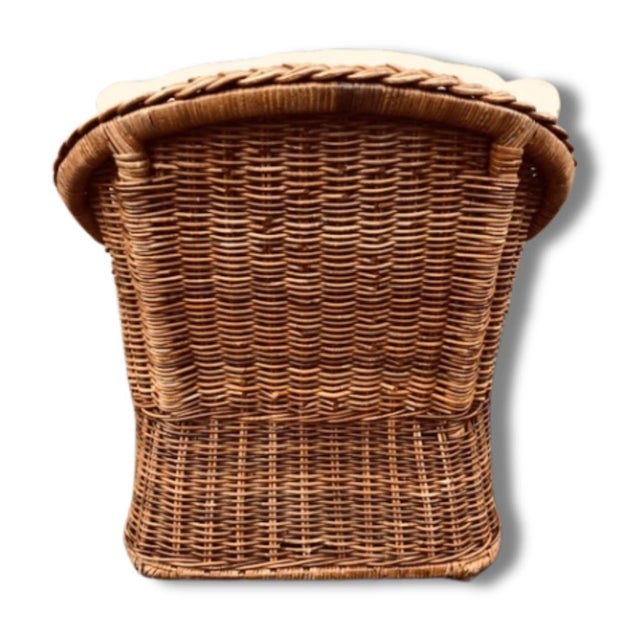 1980s 1980s Bielecky Brothers Style Wicker Lounge Chairs With Matching Ottomans, Set of 4 For Sale - Image 5 of 7