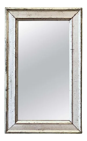 French Rectangular Silver Gilt Wall Mirror (H 19 1/2 X W 12 1/4)