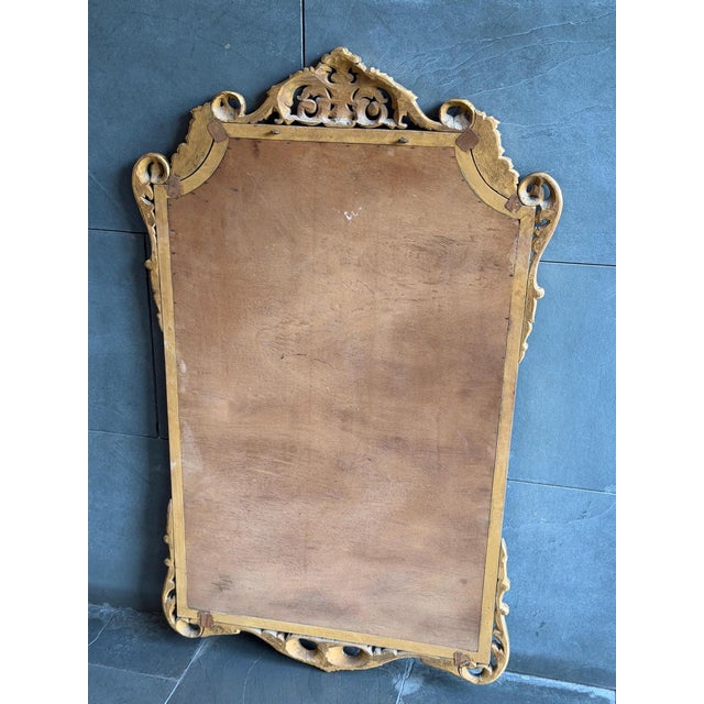 French Louis XV Style Hand-Carved Giltwood Wall Mirror with Beveled Glass, 1950s For Sale - Image 11 of 12