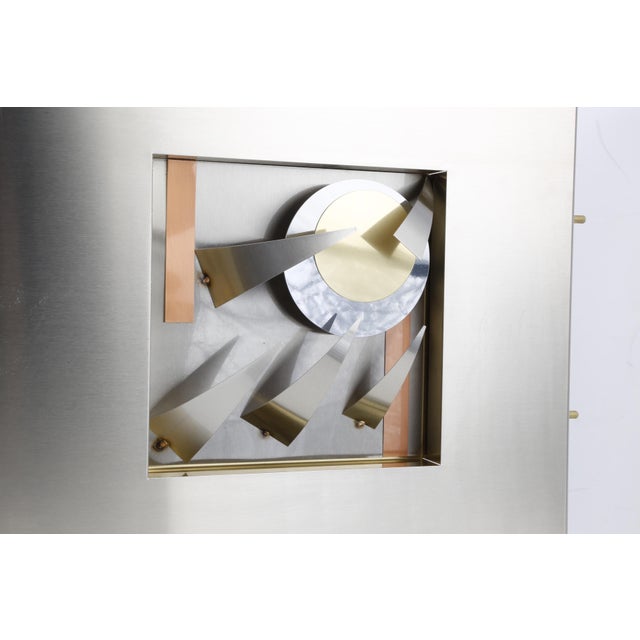 1980s Vintage Modern Stainless Steel Abstract Wall Sculpture 16” X 16” Curtis Jere Style For Sale - Image 5 of 10