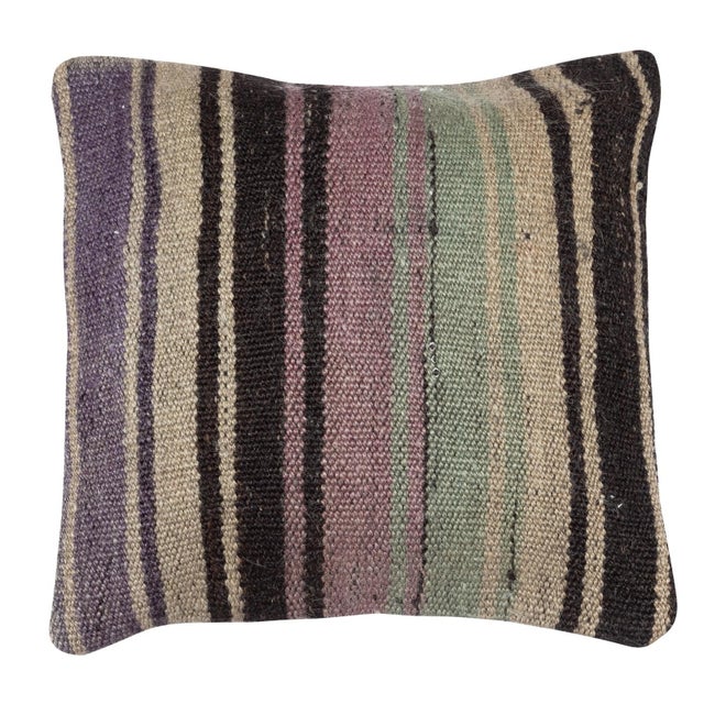 Traditional 16"x16" SET OF 2 - Hand-Woven Kilim Cushion Covers. A pair of Lace Pillow Covers For Sale - Image 3 of 4