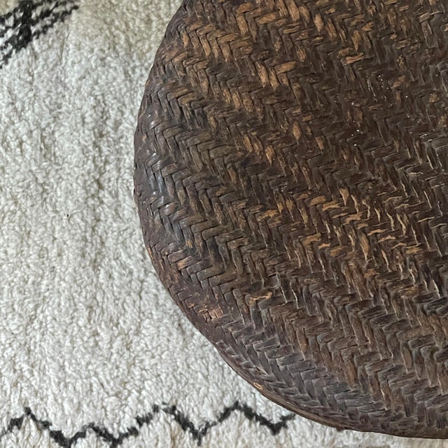 Brown Rare Antique Makhuwa Folk Art Handwoven Mavuku Container, Mozambique For Sale - Image 8 of 8