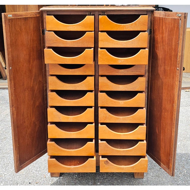 Wood Misouri Furniture Mid-Century Mahogany Two Door French Notaty Filing Cabinet For Sale - Image 7 of 11