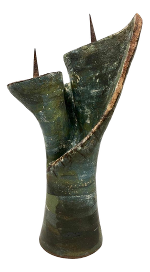 Large Brutalist Ceramic Candle Holder, 1970s