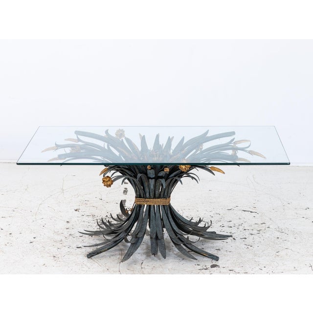 Metal Hollywood Regency Gilt Metal Sheaf of Wheat Coffee Table, France Mid 20th C. For Sale - Image 7 of 12