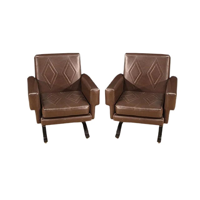Set of Italian Skai Armchairs For Sale