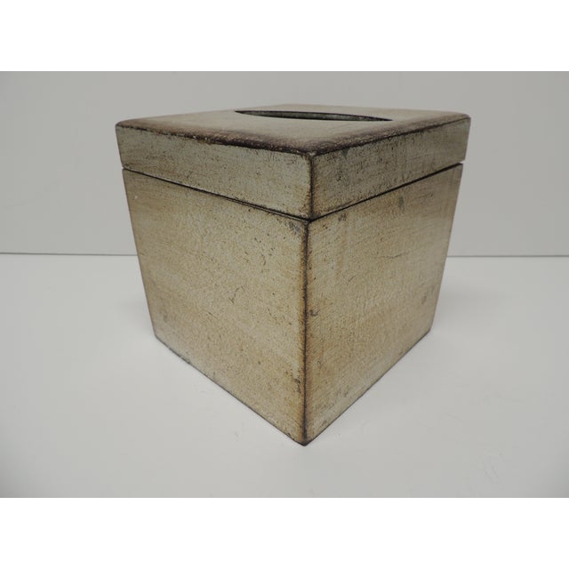 Vintage Florentine Silver & Gold Leaf Over Wood Tissue Box Holder. Square box with cover. Labeled: Made in Italy by La...