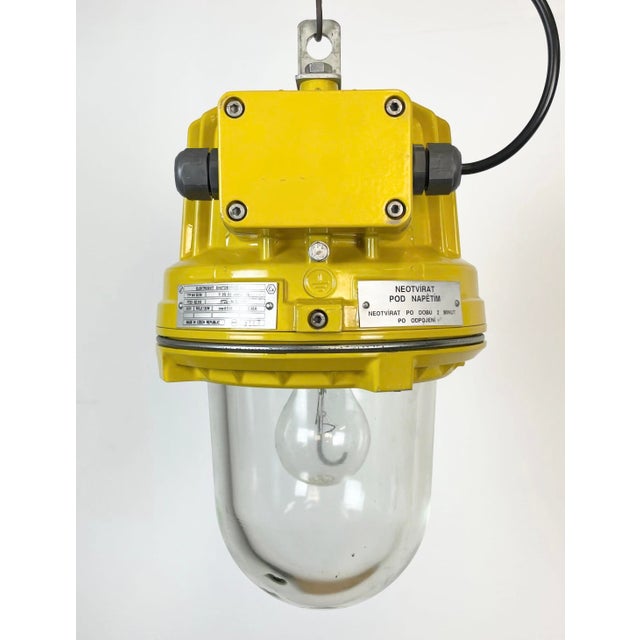 Mid-Century Modern Industrial Yellow Explosion Proof Lamp from Elektrosvit, 1990s For Sale - Image 3 of 16