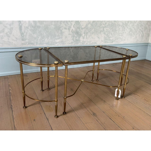 1940s Maison Bagues Tripartite Brass Coffee Table For Sale - Image 5 of 11