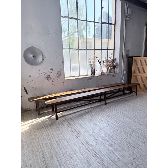 Oak Farm Benches, 1950s, Set of 2 For Sale - Image 6 of 18