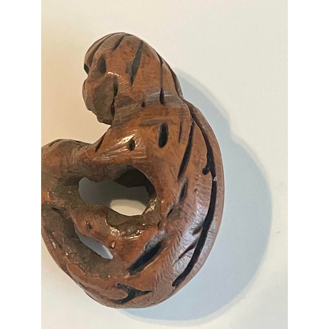 Antique Folk Art Monkey Seed Carving For Sale - Image 4 of 8