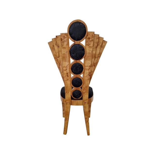 Deco Line Chair in Birch Root and Black Fabric, 1980s For Sale - Image 6 of 7