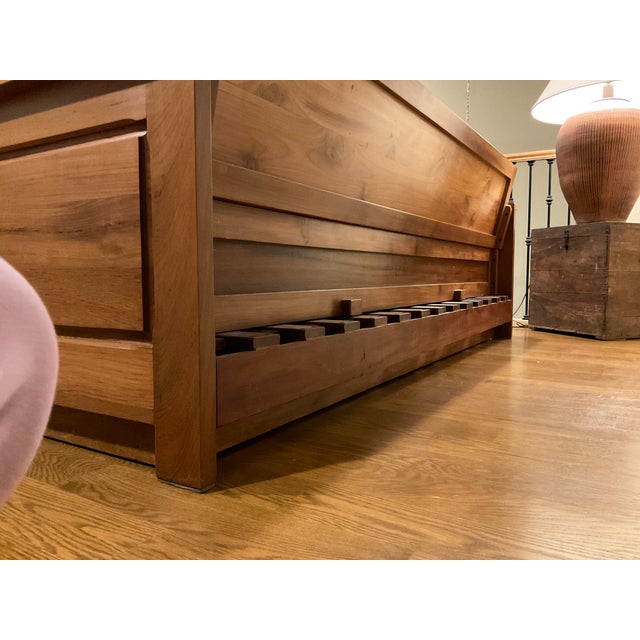 Custom Solid Teak Convertible Sofa Queen With Futon and Back Cushion For Sale - Image 4 of 10