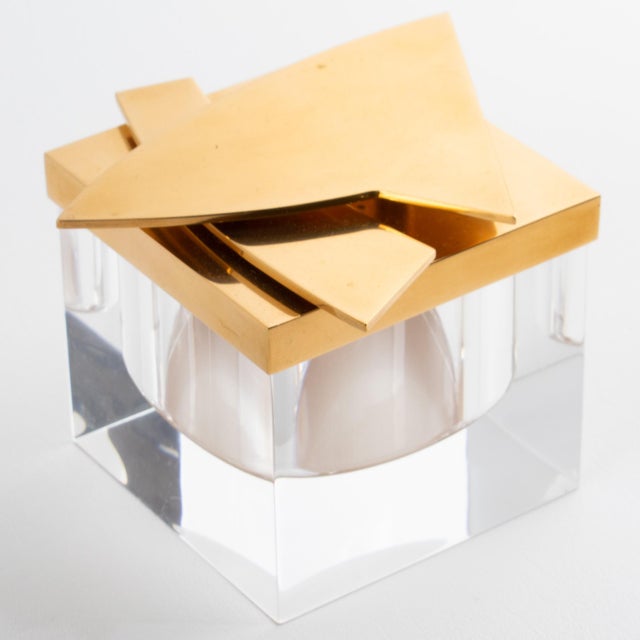 1970s Giorgio Facchini Limited Edition Lucite and Brass Box, Circa 1970 For Sale - Image 5 of 13
