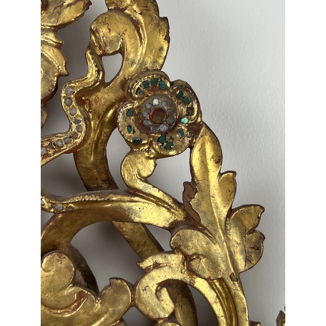 Gold Antique Giltwood Burmese Shrine Mirror, Circa 19th Century For Sale - Image 8 of 12