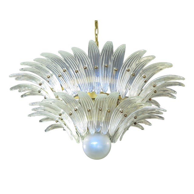 Murano Chandelier with Opal Iridiscent Glass, 1990s For Sale
