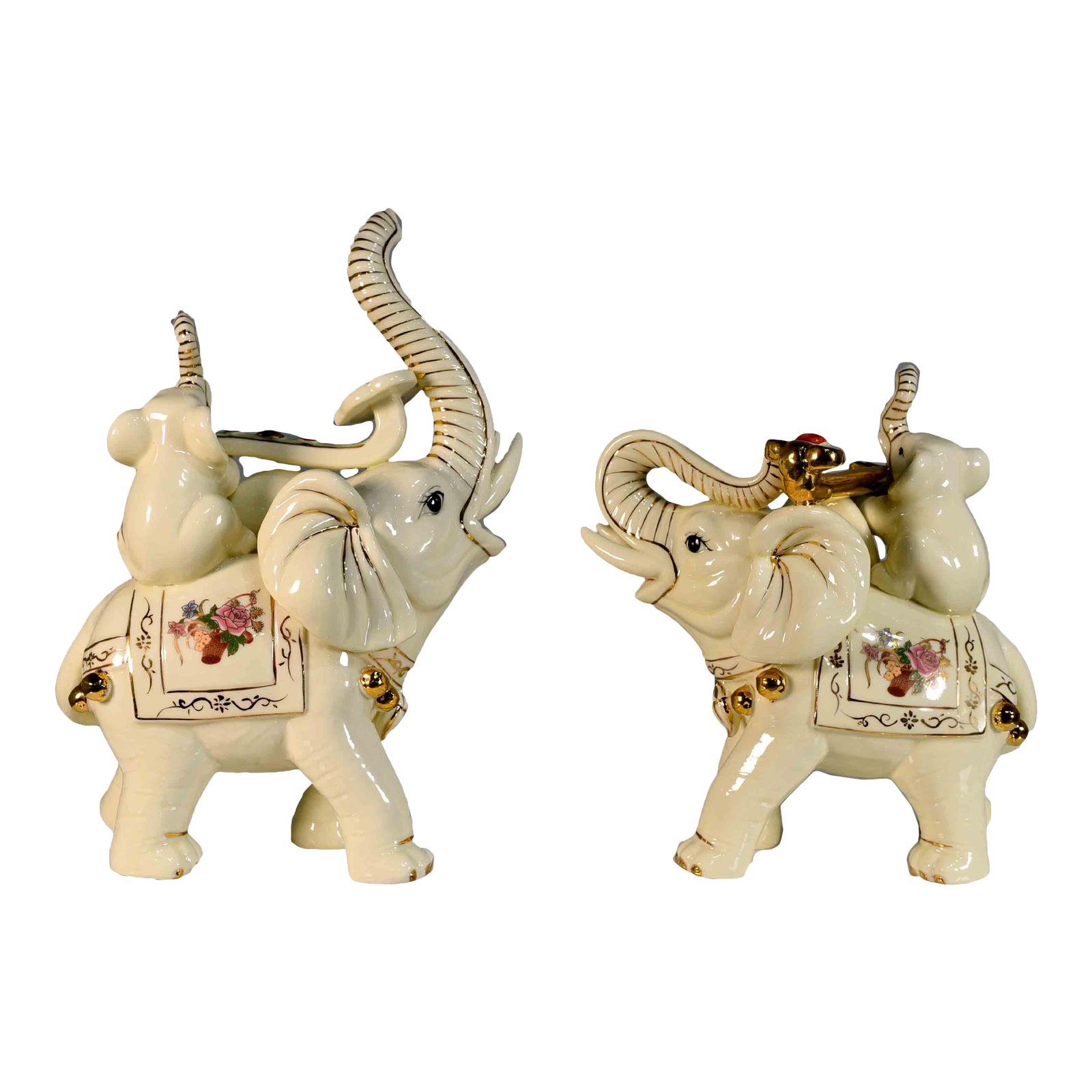 Vintage Trunk Up Good Luck Ceramic Elephant Figurines a Pair Chairish