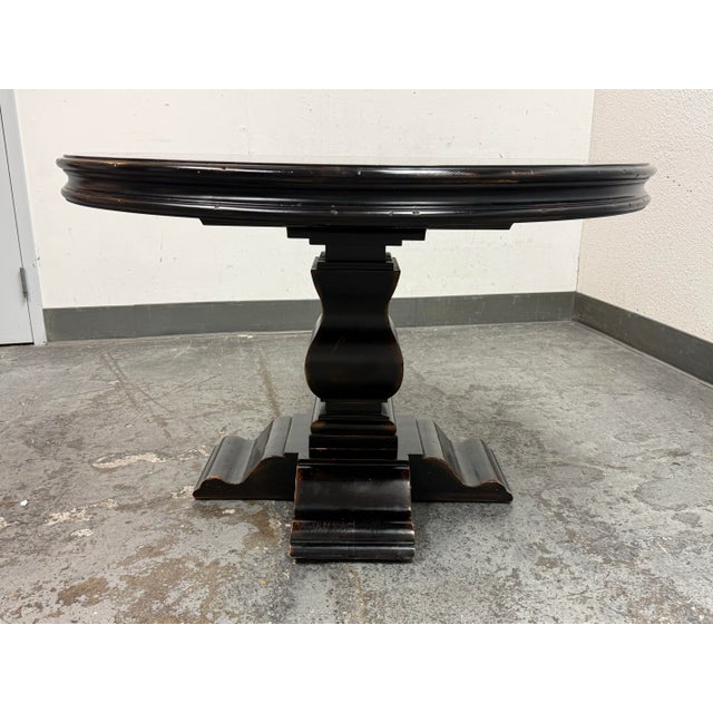 2010s Aspen Antique Ebony Round Dining Table, 48 Inches. For Sale - Image 5 of 12