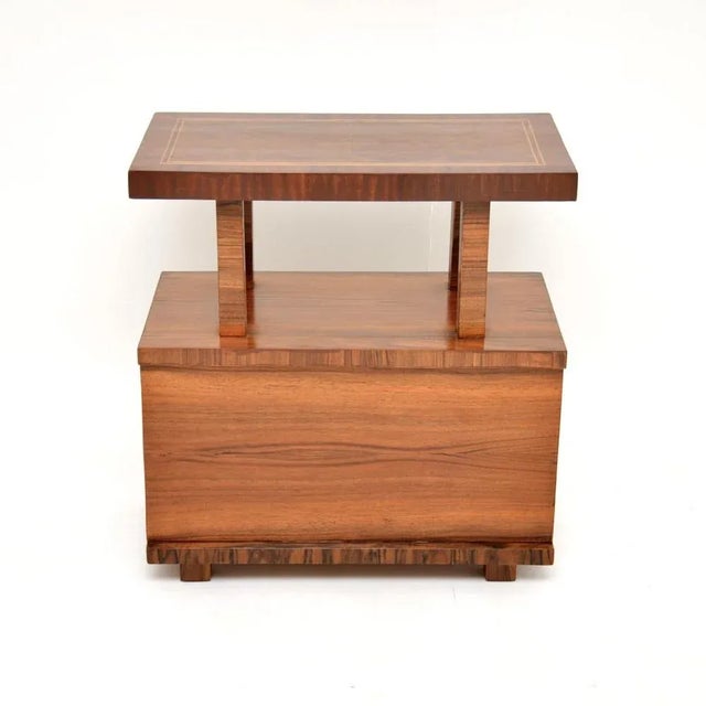 Wood Art Deco Figured Walnut Side Table, 1930 For Sale - Image 7 of 12