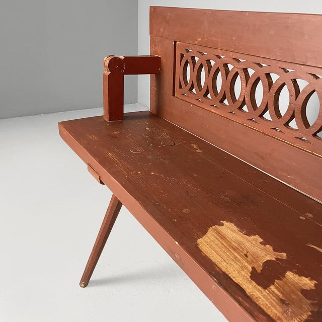 Wood Art Deco Italian Bench in Red Wood, 1930s For Sale - Image 7 of 18
