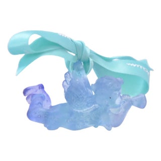 Daum French Blue Trumpeting Angel For Sale