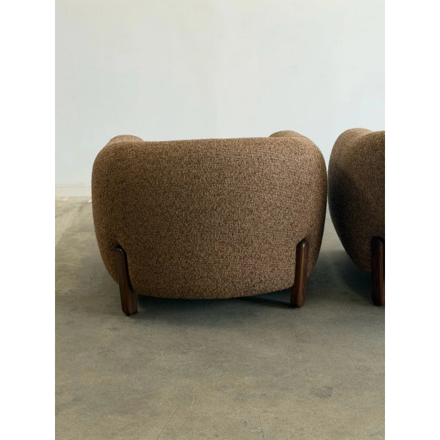 Mid 20th Century Oversized Oak & Boucle Lounge Chairs- Pair For Sale - Image 15 of 18