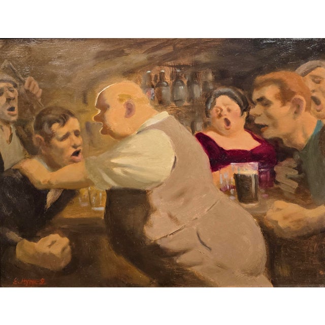 Edward Sylvester Hynes -the Pub Brawl -c.1903s Oil Painting For Sale - Image 4 of 10