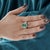 Green 5.5 Carat Oval Cut Emerald & Diamond 18k White Gold Filigree Crossover Ring, Size 7.75 For Sale - Image 8 of 10