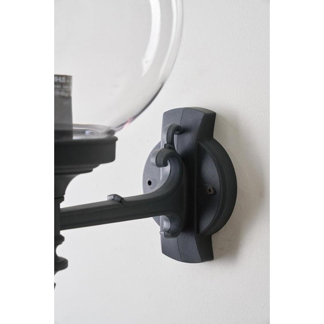 Cast Metal Garden Sconce with Clear Glass Globe from Lothus, 1980s For Sale - Image 3 of 5
