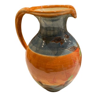 1980s French Provence Multi-Color Glazed Decorative Ceramic Pitcher For Sale