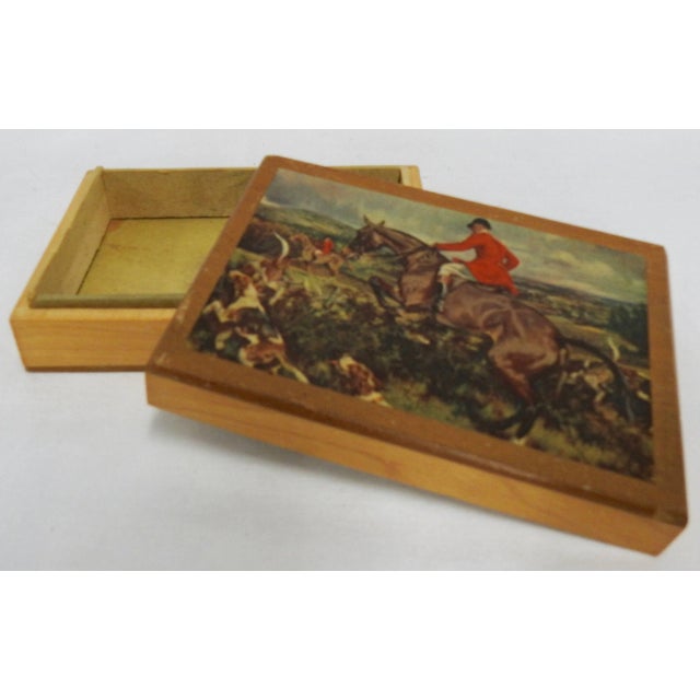 1960s Vintage Decoupage Hunt Scene Handmade Wooden Box For Sale - Image 5 of 7