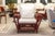 American Pair of Vintage Palecek President's Chairs Red Rattan White Cushion Patio Chairs For Sale - Image 3 of 16