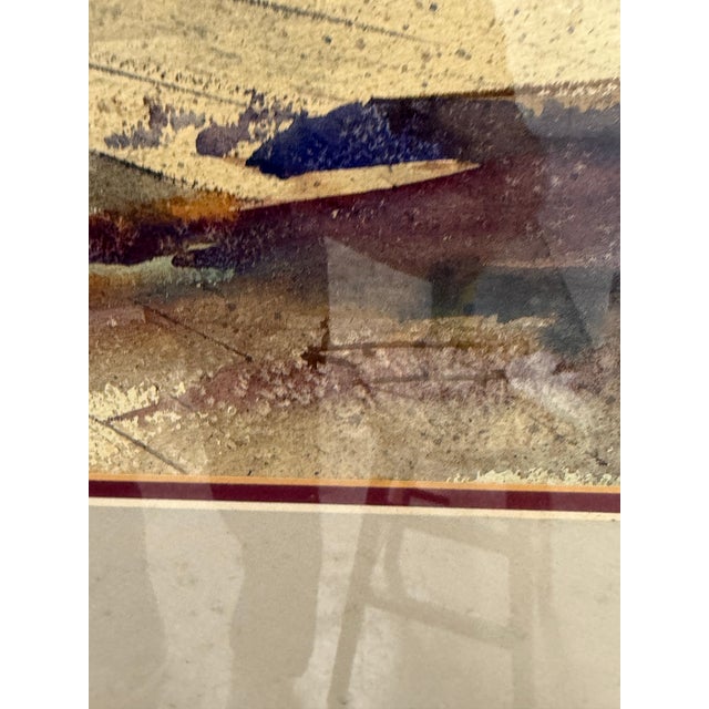 Kenneth Siqueira Fishing Wharf Framed Watercolor, Signed For Sale - Image 10 of 11