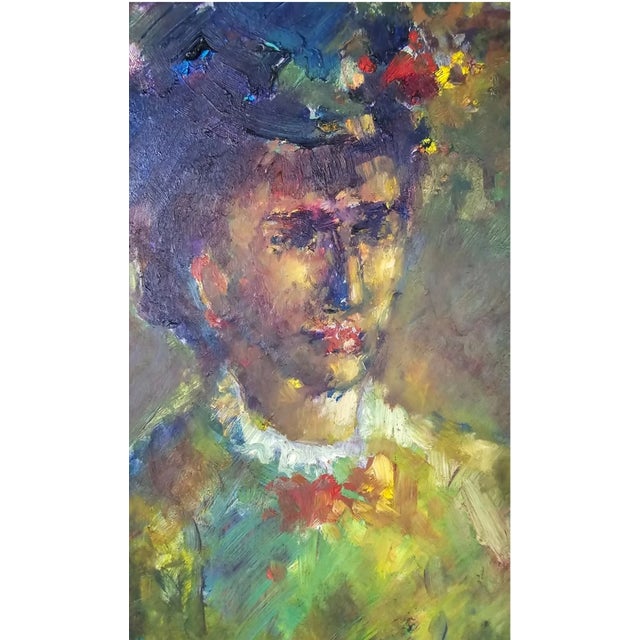 Impressionist Artist, Portrait, Oil on Wood Panel, Framed For Sale - Image 11 of 13