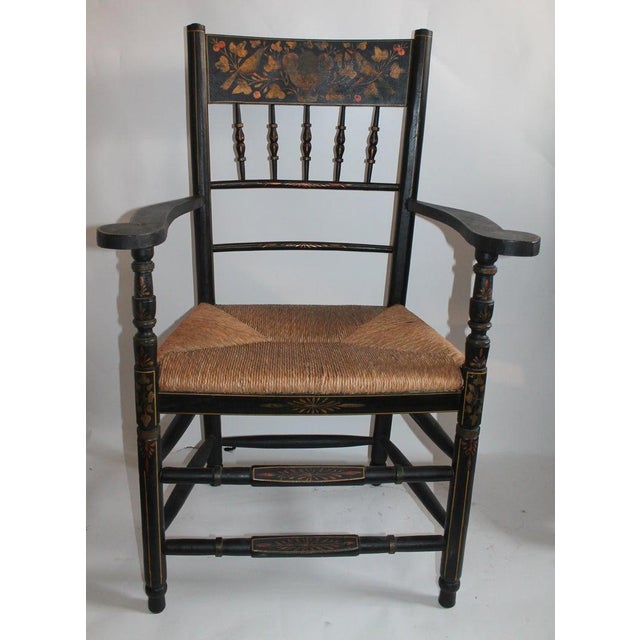 Antique Spanish Armchair in Original Decorated Paint | Chairish