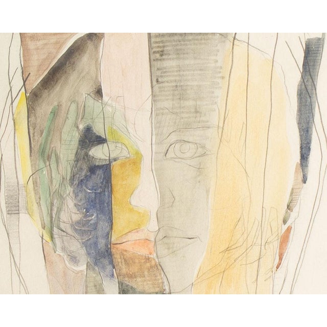 Abstract 1962 Abstract Mixed Media Portrait Painting by Walter Sorge For Sale - Image 3 of 7