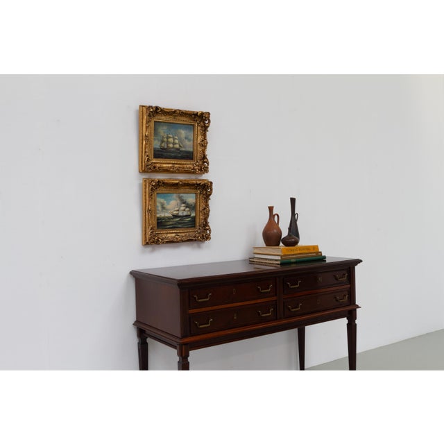 Sailing Ships, 20th Century, Oil Paintings, Framed, Set of 2 For Sale - Image 6 of 18