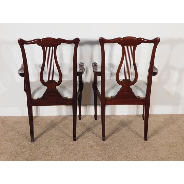 Pair Circa. 2003 Henkel Harris Mahogany Model #118a Arm Dining Chairs For Sale - Image 11 of 14