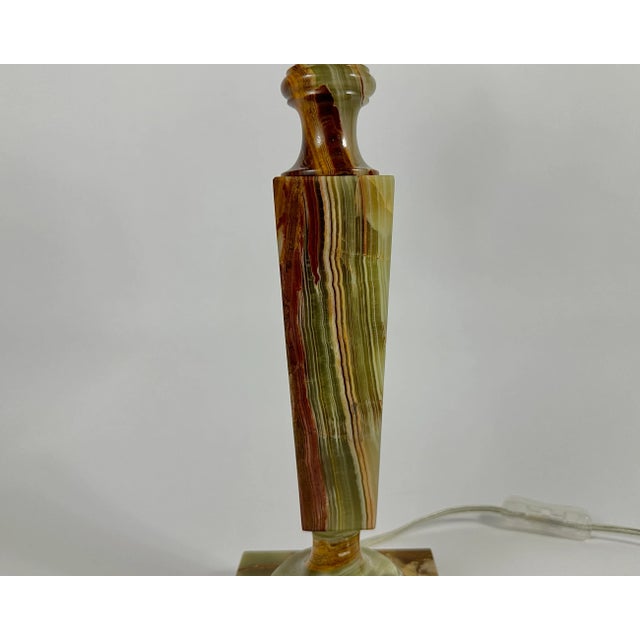 Vintage Table Lamp with Textile Shade Onyx Base Bedside Light, Belgium, 1970s For Sale - Image 6 of 8