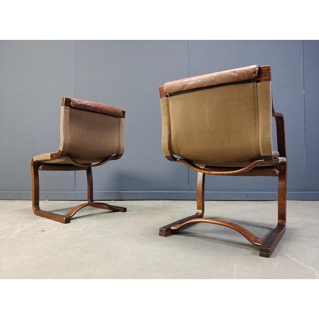 Asko Vintage Leather and Plywood Chairs from Asko Pajamies, Finland, 1970s, Set of 6 For Sale - Image 4 of 13