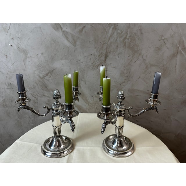 Vintage Candlesticks in Metal, 1950s, Set of 2 For Sale - Image 9 of 9