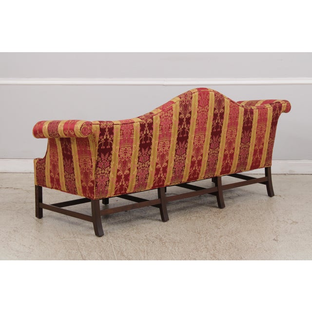 1960s Vintage Camelback Damask Upholstered Sofa For Sale - Image 5 of 16