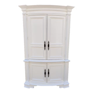 Vintage White Distressed Armoire For Sale