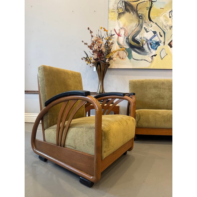 1930s Art Deco Loveseat & Pair of Chairs For Sale In Los Angeles - Image 6 of 18