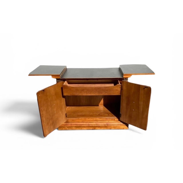 1970s Stanley Walnut Neoclassical Hollywood Regency Flip Top Server / Buffet / Bar For Sale - Image 6 of 8