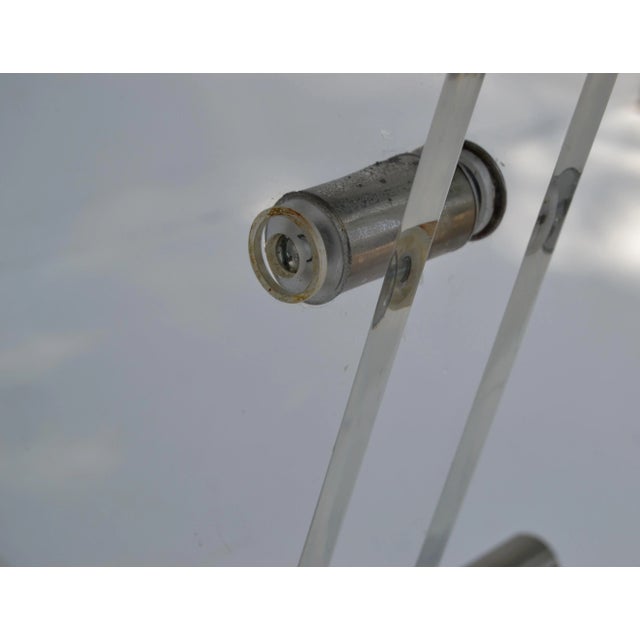 Chrome Sculptural Lucite & Chrome Bar Stools Mid-Century Modern 1976 For Sale - Image 8 of 13