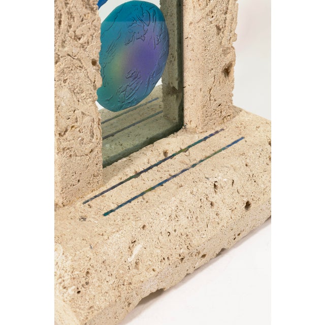 1990s Damian Priour Art Glass & Limestone Sculpture Postmodern Custom Design 1990s For Sale - Image 5 of 9