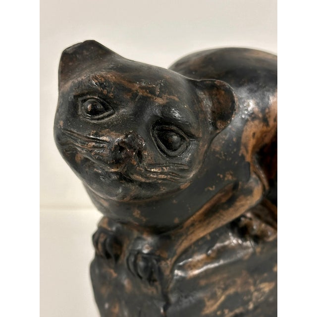 Mystical Creature of the Ancient Cat in Clay, China 1880 For Sale In Chicago - Image 6 of 11