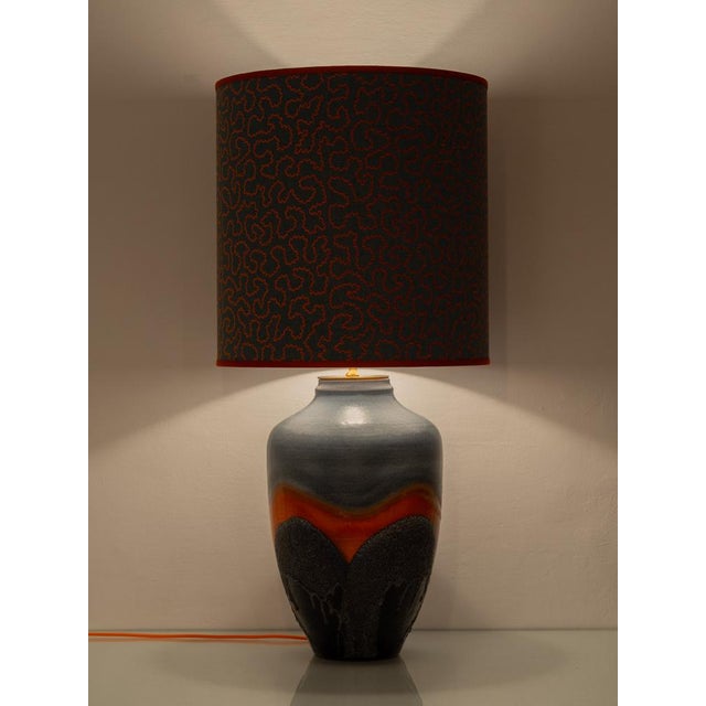 Vintage Tall Oversize Textural Glazed Ceramic Table Lamp by Carstens Tönnieshof For Sale - Image 10 of 17